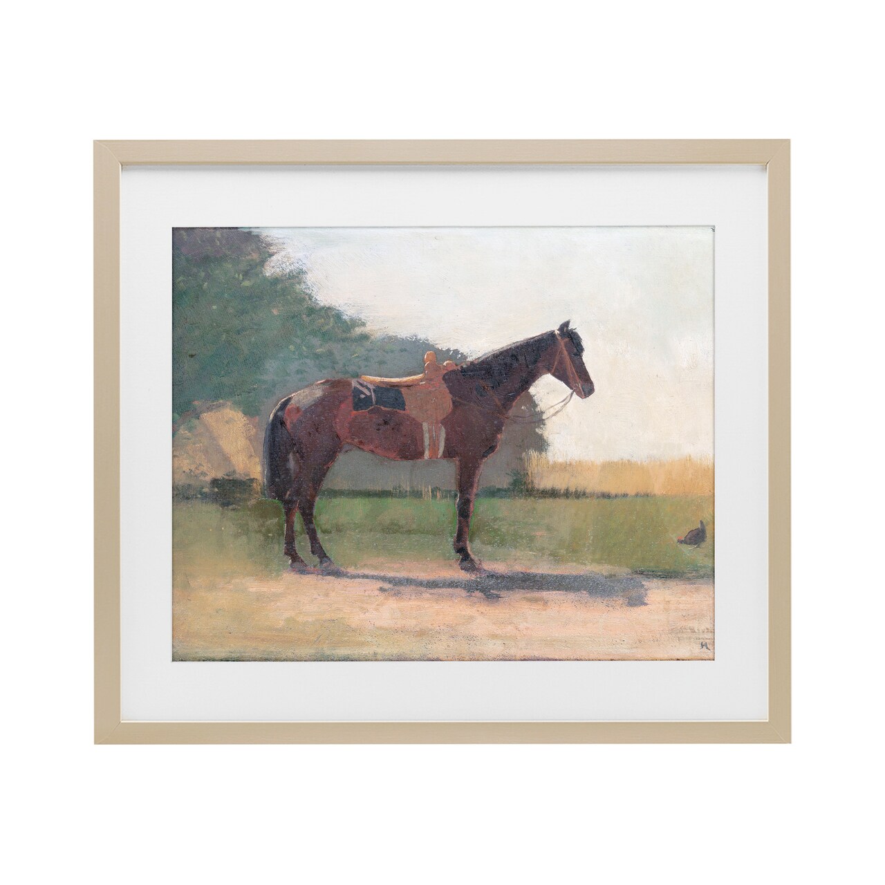 Stupell Industries Saddled Horse in Farm Yard Framed Print Under Glass, design by Stellar Design Studio